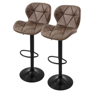 Ecd-Germany Baarijakkara 2 kpl ruskea keinonahkaverhoilu selkänojalla ja jalkatuella korkeussäädettävä 59-79cm ML-Design