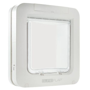 SUREFLAP Suuri mikrosirulla varustettu kissanluukku - Valkoinen - 178 mm x 170 mm (Tallentaa jopa 32 mikrosirua)