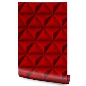 Tapeta W Rolce Czerwony Wzór GEOMETRYCZNY Trójkąty