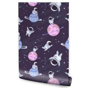 Tapeta Ścienna ASTRONAUCI Gwiazdy Planety Kosmos 53x1000