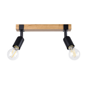 Plafon ZUCA 4 14x15x38 cm zwis sufitowy 2-punktowy E27 loft nowoczesna lampa sufitowa drewno naturalne czarny