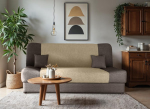 Wersalka kanapa z funkcja spania DUO 188x85x90 cm pojemnik na pościel do salonu brązowa
