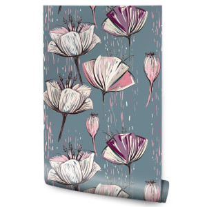 Tapeta Do Sypialni Malowane Tulipany KWIATY Ozdoba