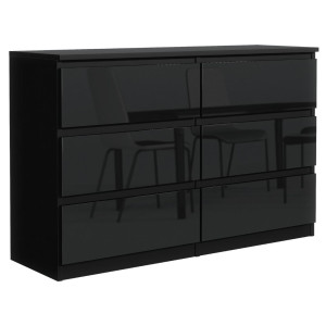 Komoda 78,5x120x39 cm z 6 szufladami czarny połysk do salonu i sypialni od producenta