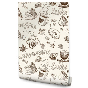 Tapeta pączki cynamon słodycze kawa do jadalni
