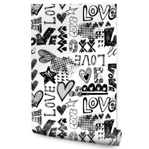 Tapeta młodzieżowa serca gwiazdki napisy love
