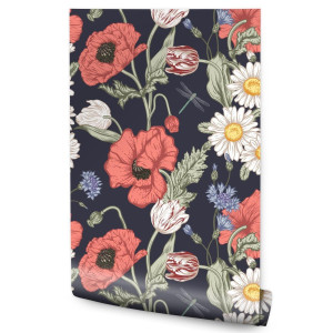 Tapeta KWIATY Tulipany Maki Chabry Stokrotki Dekor 53x1000