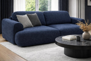 Kanapa z funkcją spania ITALY 250x100x82 cm trzyosobowa sofa rozkładana tkanina FLOW ciemnoniebieska