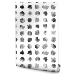 Tapeta W Rolce Akwarelowe Szare KROPKI Dekoracja 53x1000