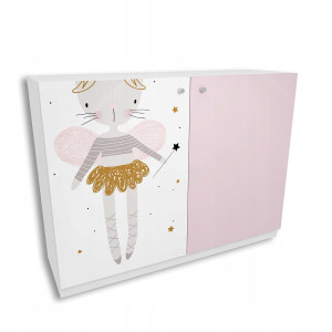 Komoda FAIRY 120x90 cm biało różowa księżniczka dla dziecka