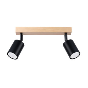 Plafon VERDO 2 17,5x30x46 cm zwis sufitowy 2-punktowy GU10 loft nowoczesna lampa sufitowa drewno naturalne czarny
