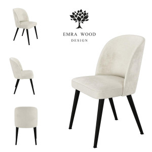 Krzesło DELUXE KR-2 53x49x83 cm welurowe do jadalni biały