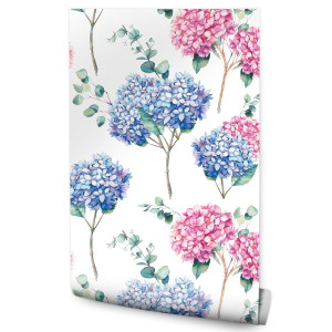 Tapeta Do Sypialni HORTENSJE Kwiaty Liście Natura