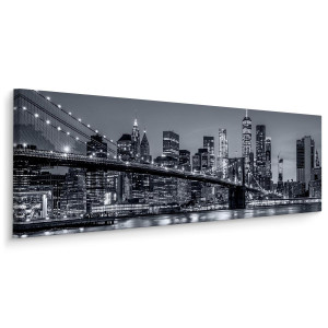 Obraz Panoramiczny NOWY YORK Nocą Brooklyn Bridge Miasto 145x45cm