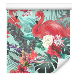 Tapeta ścienna flamingi, kwiaty, natura, do salonu