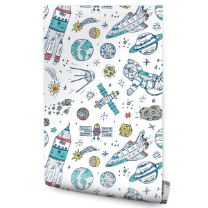 Tapeta W Rolce KOSMOS Gwiazdki Astronauci Planety