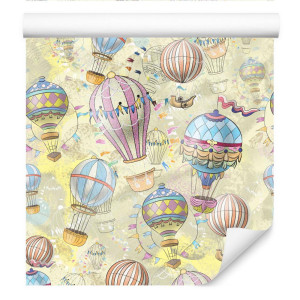 Tapeta do pokoju dziecka pastelowe balony pojazdy