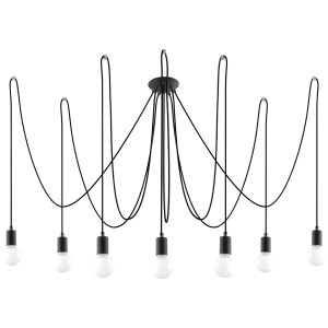 Lampa wisząca EDISON 7 150x300x300 cm industrialny nad stolikiem kawowym do salonu czarny