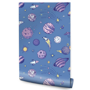 Tapeta Dla Dzieci KOSMOS Meteoryty Planety Rakiety