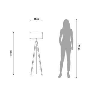 Lampa podłogowa 40x40x138 cm HAITI ekologiczna ręczne wykonanie z abażurem z tkaniny abażur rdzawy stelaż mahoń do salonu sypialni biura