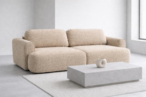 Kanapa z funkcją spania ITALY 250x100x82 cm trzyosobowa sofa rozkładana tkanina FLOW 03 beżowa