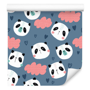 Tapeta do pokoju dziecka pandy chmury serca kolory