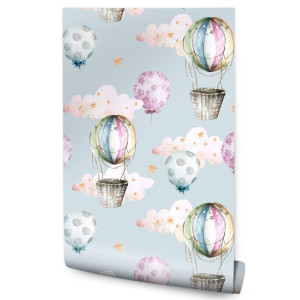 Tapeta Ścienna BALONY Chmury Gwiazdy Niebo Ozdoba