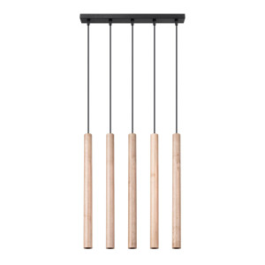 Lampa wisząca PASTELO 5L drewno 100x5x45cm nowoczesna G9 do salonu