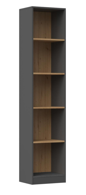 Regał MARTUSIA 40x182x30 cm do biura na książki grafit dąb artisan