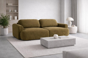Kanapa z funkcją spania ITALY 250x100x82 cm trzyosobowa sofa rozkładana tkanina FLOW 14 oliwkowa