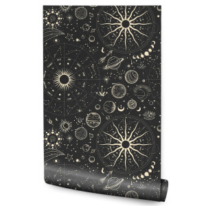 Tapeta Ozdobna PLANETY Znaki Zodiaku Słońce Boho