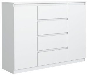Komoda 101x120x39 cm pojemna z 2 drzwiami i 4 szufladami biała szafka do salonu