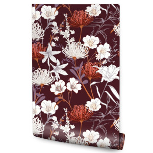 Tapeta Ścienna Polne KWIATY w Stylu Vintage Ozdoba 53x1000