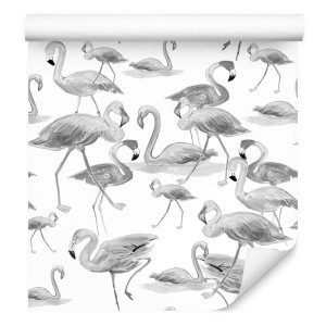Tapeta ścienna do salonu, flamingi, ptaki, natura