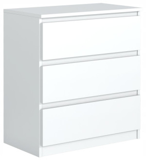 Komoda z 3 szufladami 78x70x39 cm biała nowoczesna do salonu i sypialni