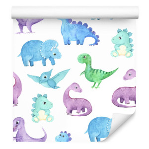 Tapeta w kolorowe dinozaury, do pokoju chłopca
