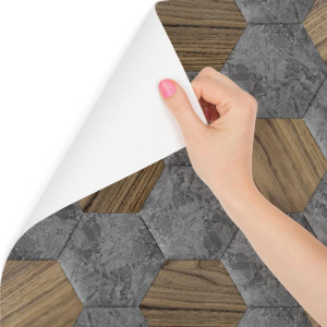 Tapeta wzór beton drewno 3D, dekoracja w nowoczesnym stylu