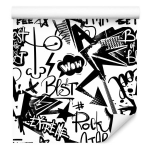 Tapeta młodzieżowa modne napisy graffiti gitary