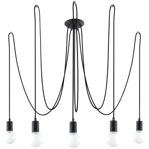 Lampa wisząca EDISON 5 150x300x300 cm industrialny E27 nad stolikiem kawowym do salonu czarny