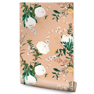 Tapeta Ścienna Styl Vintage KWIATY Liście Natura