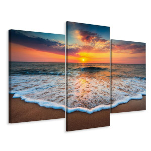 Obraz do Salonu na Płótnie TRYPTYK Morze Fale Słońce Pejzaż 3D Canvas 120x80
