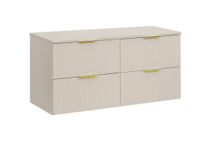 Szafka łazienkowa ADEL 120 cm z blatem 4 szuflady kaszmir ryflowana do łazienki