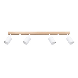 Plafon VERDO 4 17,5x65x96 cm zwis sufitowy 4-punktowy GU10 loft nowoczesna lampa sufitowa drewno naturalne biały