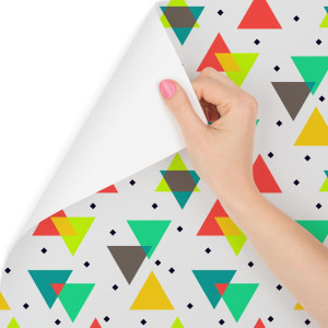 Tapeta geometryczna - kolorowe trójkąty, dekoracja w nowoczesnym stylu