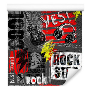 Tapeta słuchawki gitary rock pokój młodzieżowy
