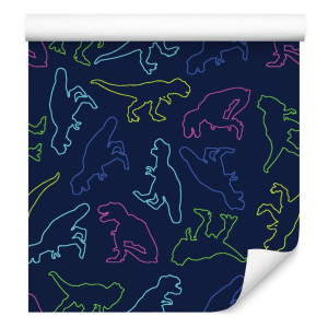 Tapeta w kolorowe dinozaury, do pokoju dziecka