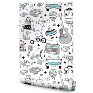 Tapeta Dla Dzieci ZABAWKI w Stylu Vintage Dekor 53x1000