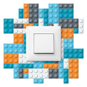 Naklejka Pod Włącznik Kontakt Kolorowe 20x20 Klocki Lego Do Pokoju Chłopca