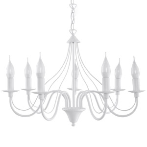 Żyrandol świecznikowy MINERWA 7 80x60x60 cm glamour do salonu jadalni E14 biały
