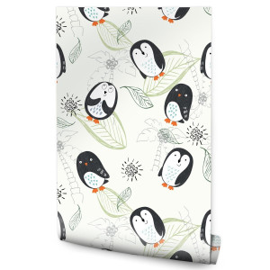 Tapeta Dziecięca Rysowane PINGWINKI Palma Natura 53x1000